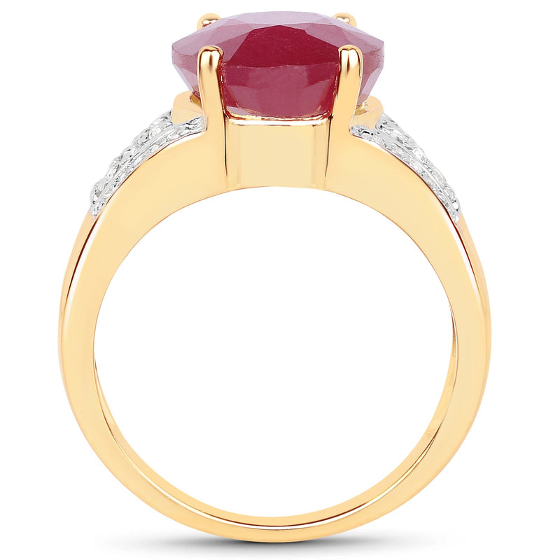 Bids.com 14K Yellow Gold Plated 5.49 Carat Glass Filled Ruby and White Topaz .925 Sterling Silver Ring Rings White Smoke size 7.00,size 6.00,size 8.00,size 9.00