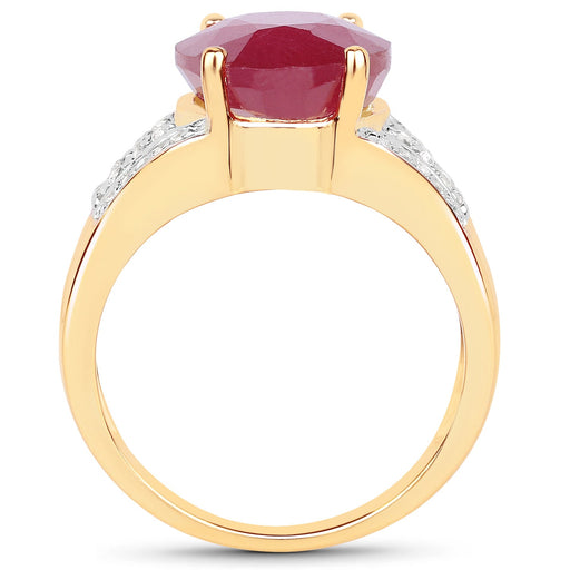 Bids.com 14K Yellow Gold Plated 5.49 Carat Glass Filled Ruby and White Topaz .925 Sterling Silver Ring Rings White Smoke size 7.00,size 6.00,size 8.00,size 9.00