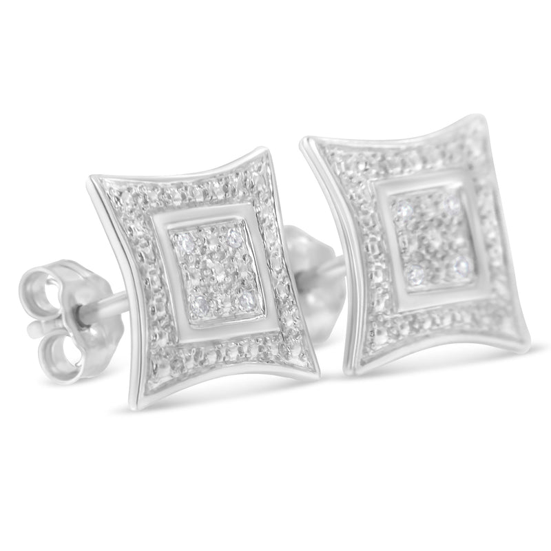 Bids.com .925 Sterling Silver Diamond Accented 4-Stone Four Pointed Star Shaped Halo-Style Stud Earrings (H-I Color, I2-I3 Clarity) Earrings White Smoke Rose.Sterling Silver / 0.04,White.Sterling Silver / 0.04