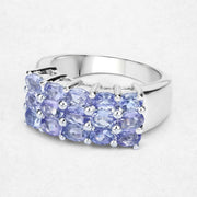 Bids.com 2.55 Carat Genuine Tanzanite .925 Sterling Silver Ring Rings White Smoke size 6.00,size 8.00,size 9.00,size 7.00,size 5.00,size 10.00