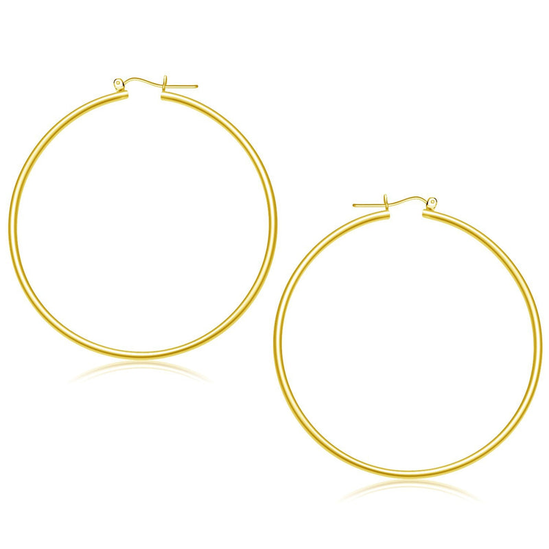 Bids.com 14k Yellow Gold Polished Hoop Earrings (55 mm) Earrings White Smoke Yellow Gold