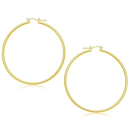 Bids.com 14k Yellow Gold Polished Hoop Earrings (55 mm) Earrings White Smoke Yellow Gold