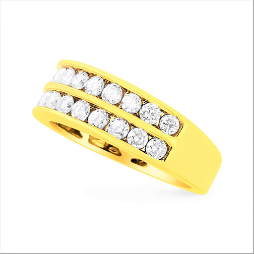 Bids.com 10K Yellow Gold Two-Row Diamond Band Ring (1 Cttw, J-K Color, I1-I2 Clarity) - Size 6 Rings White Smoke 8 / Yellow.Gold,7 / Yellow.Gold,6 / Yellow.Gold