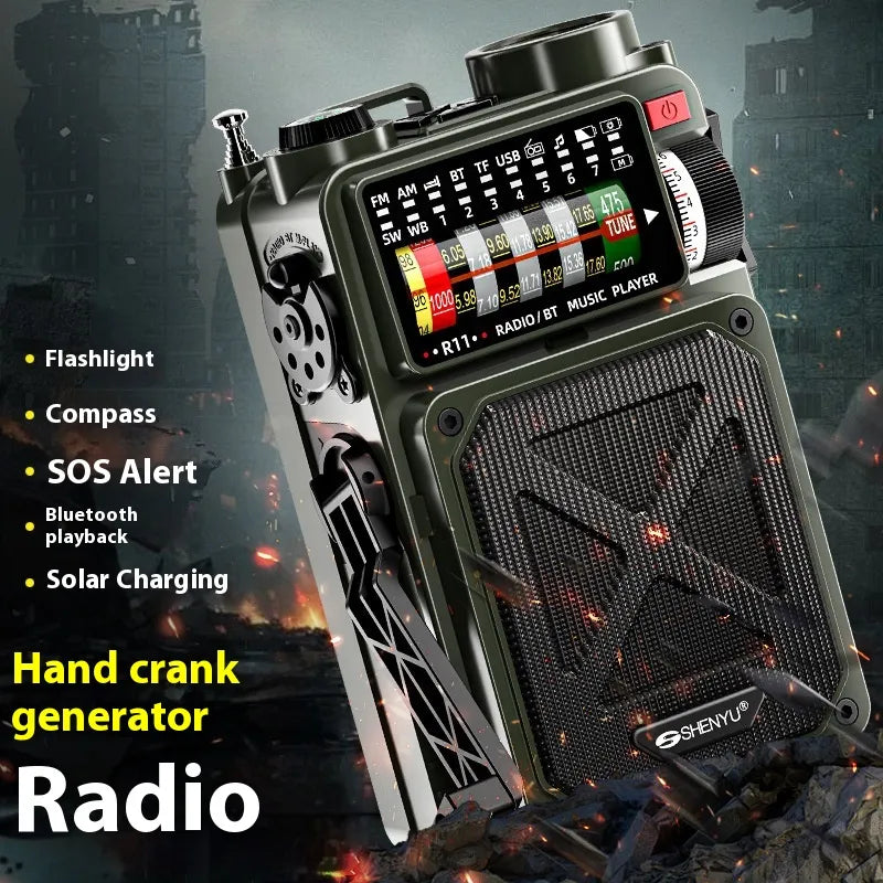 SmartPursue™ Hand-Crank Generator & Solar Power Bank Travel Gadgets Dark Slate Gray green