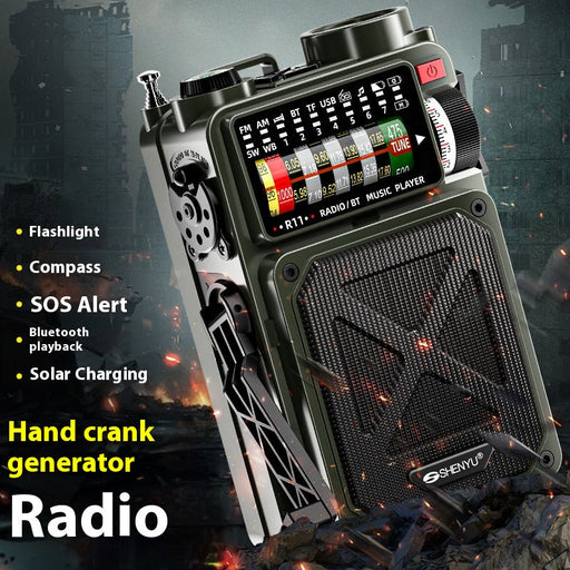 SmartPursue™ Hand-Crank Generator & Solar Power Bank Travel Gadgets Dark Slate Gray green
