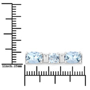 Bids.com 10.06 Carat Genuine Aquamarine .925 Sterling Silver Bracelet Bracelets White Smoke size 7.25