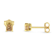 Bids.com IGI Certified 3/8 Cttw Princess-Cut Square Diamond 4-Prong Solitaire Stud Earrings in 14K Yellow Gold (K-L Color, I1-I2 Clarity) Earrings White Smoke Yellow.Gold / 0.4