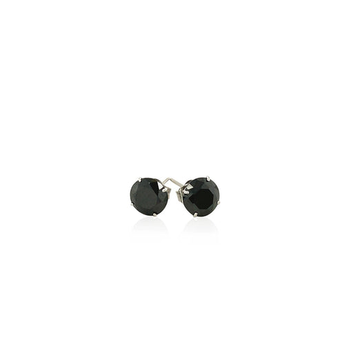 Bids.com 14k White Gold Stud Earrings with Black Faceted Cubic Zirconia(6mm) Earrings White Smoke White Gold