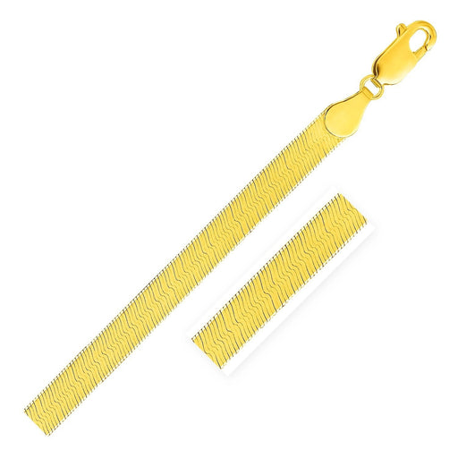 Bids.com Imperial Herringbone Bracelet in 10k Yellow Gold  (5.00 mm) Bracelets White Smoke 7 / Yellow Gold