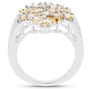 Bids.com 3.54 Carat Genuine Citrine and White Topaz .925 Sterling Silver Ring Rings White Smoke size 8.00,size 6.00,size 7.00,size 9.00
