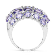 Bids.com 7.29 Carat Genuine Tanzanite and White Topaz .925 Sterling Silver Ring Rings White Smoke size 6.00,size 7.00,size 8.00,size 9.00,size 5.00