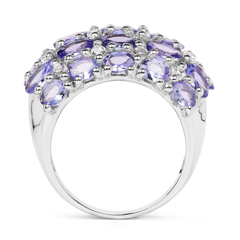 Bids.com 7.29 Carat Genuine Tanzanite and White Topaz .925 Sterling Silver Ring Rings White Smoke size 6.00,size 7.00,size 8.00,size 9.00,size 5.00