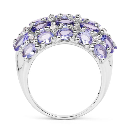 Bids.com 7.29 Carat Genuine Tanzanite and White Topaz .925 Sterling Silver Ring Rings White Smoke size 6.00,size 7.00,size 8.00,size 9.00,size 5.00