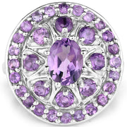 Bids.com 2.67 Carat Genuine Amethyst .925 Sterling Silver Ring Rings White Smoke size 6.00,size 8.00,size 7.00,size 9.00