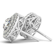 Bids.com 14k White Gold Double Halo Round Diamond Earrings (1 1/4 cttw) Earrings White Smoke White Gold
