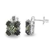 Bids.com 2.91 Carat Genuine Green Amethyst, White Sapphire & Green Diamond .925 Sterling Silver Earrings Earrings White Smoke