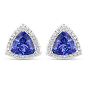 Bids.com 4.62 Carat Genuine Tanzanite and White Diamond 14K White Gold Earrings Earrings White Smoke