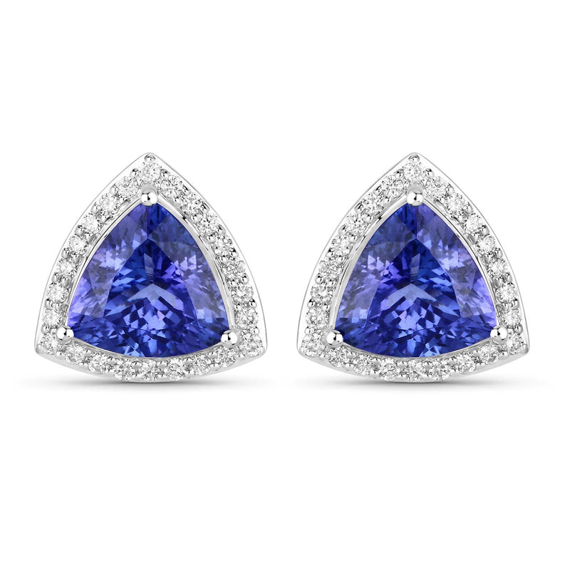 Bids.com 4.62 Carat Genuine Tanzanite and White Diamond 14K White Gold Earrings Earrings White Smoke