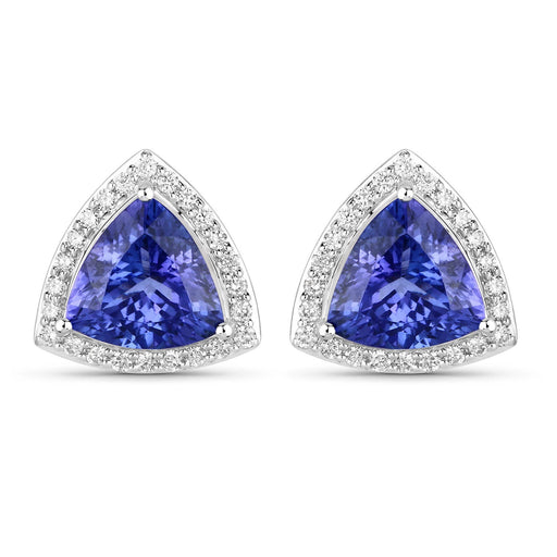 Bids.com 4.62 Carat Genuine Tanzanite and White Diamond 14K White Gold Earrings Earrings White Smoke