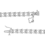 Bids.com .925 Sterling Silver Diamond Miracle-Set Double Swoosh Milgrain Style Tennis Bracelet (1/2 cttw, I-J Color, I3 Clarity) - Size 7.75" Bracelets White Smoke White.Sterling Silver / 7.75