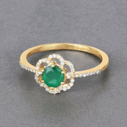 Bids.com 0.55 Carat Genuine Zambian Emerald and White Diamond 14K Yellow Gold Ring Rings Light Slate Gray size 5.00,size 6.00,size 7.00,size 8.00,size 9.00