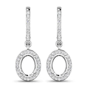 Bids.com 0.32 Carat Genuine White Diamond 14K White Gold Semi Mount Earrings - holds 8x6mm Oval Gemstones Earrings White Smoke
