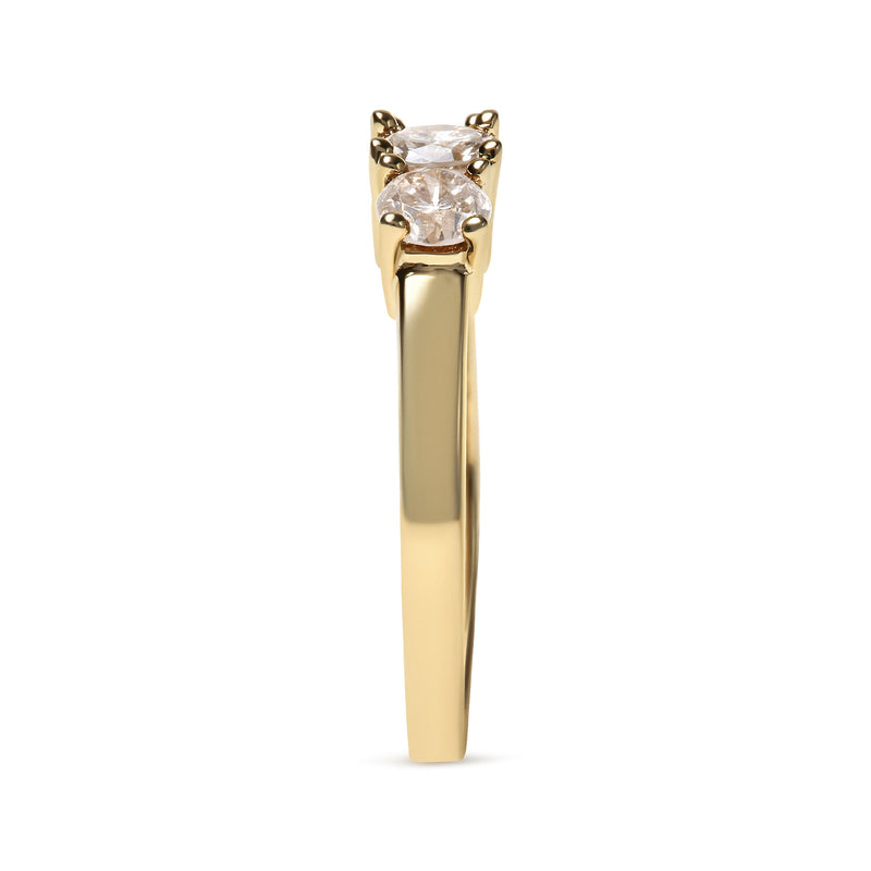 Bids.com 10K Yellow Gold 1.00 Cttw Champagne Diamond 3-Stone Band Ring (J-K Color, I1-I2 Clarity)  - Size 7 Rings White Smoke 5 / Yellow.Gold,8 / Yellow.Gold,6 / Yellow.Gold,9 / Yellow.Gold,7 / Yellow.Gold