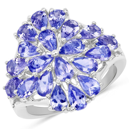Bids.com 4.20 Carat Genuine Tanzanite .925 Sterling Silver Ring Rings White Smoke size 9.00,size 6.00,size 7.00,size 8.00,size 5.00