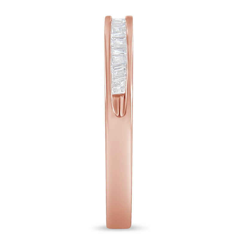 Bids.com 10K Rose Gold over .925 Sterling Silver 1/5 Cttw Diamond Channel-Set Stackable Band Ring (H-I Color, I1-I2 Clarity) - Size 6 3/4 Rings White Smoke 7.25 / Rose.Sterling Silver,7 / Rose.Sterling Silver,6.75 / Rose.Sterling Silver