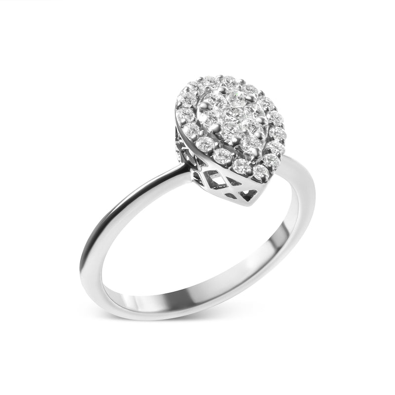 Bids.com 10K White Gold 3/8 Cttw Round-Cut Lab Grown Diamond Cluster Pear Promise Ring (G-H Color, VS2-SI1 Clarity) - Size 7 Rings White Smoke 8 / White.Gold,6 / White.Gold,7 / White.Gold