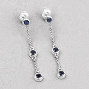 Bids.com 0.66 Carat Genuine Blue Sapphire .925 Sterling Silver Earrings Earrings Light Gray