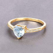 Bids.com 0.65 Carat Genuine Aquamarine and White Diamond 14K Yellow Gold Ring Rings Dark Gray size 5.00,size 6.00,size 7.00,size 8.00,size 9.00