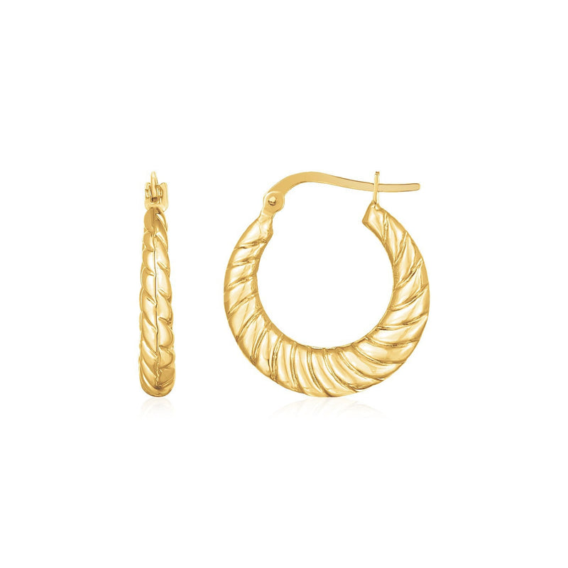 Bids.com 14K Yellow Gold Polished Twisted Cable Graduated Hoops Earrings White Smoke Yellow Gold