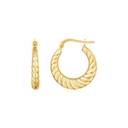 Bids.com 14K Yellow Gold Polished Twisted Cable Graduated Hoops Earrings White Smoke Yellow Gold