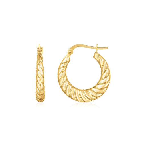 Bids.com 14K Yellow Gold Polished Twisted Cable Graduated Hoops Earrings White Smoke Yellow Gold
