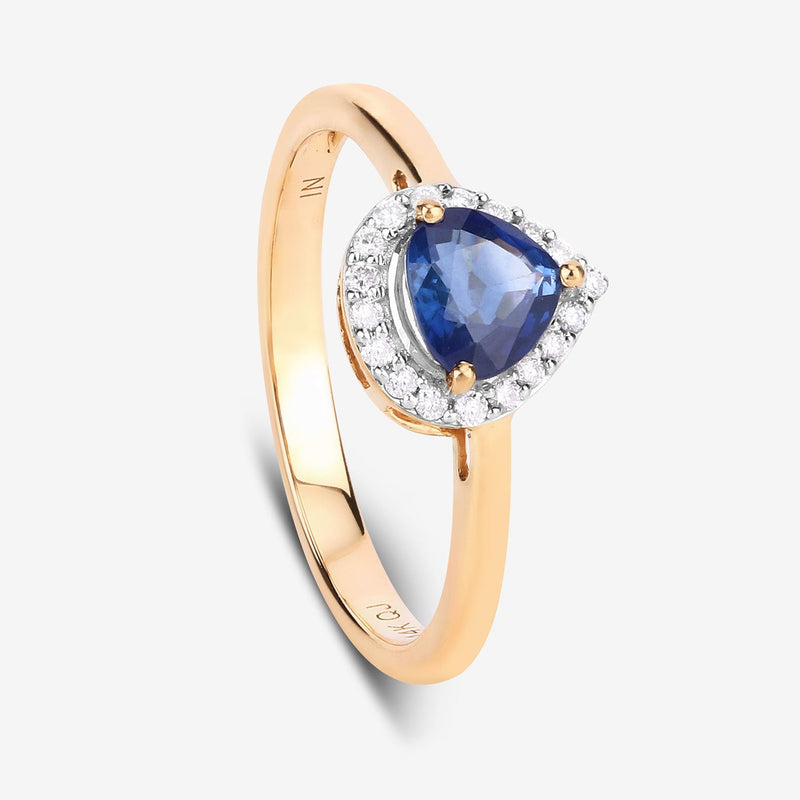 Bids.com 0.73 Carat Genuine Blue Sapphire and White Diamond 14K Yellow Gold Ring Rings White Smoke size 6.00,size 7.00,size 8.00,size 9.00