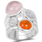 Bids.com 5.96 Carat Genuine Multi Stone .925 Sterling Silver Ring Rings White Smoke size 8.00,size 6.00,size 7.00,size 9.00