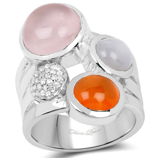 Bids.com 5.96 Carat Genuine Multi Stone .925 Sterling Silver Ring Rings White Smoke size 8.00,size 6.00,size 7.00,size 9.00