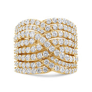 Bids.com 10K Yellow Gold 3.0 Cttw Diamond Eight-Row Bypass Crossover Statement Band Ring (H-I Color, I2-I3 Clarity) - Size 7 Rings White Smoke 7 / Yellow.Gold,8 / Yellow.Gold,6 / Yellow.Gold,9 / Yellow.Gold,5 / Yellow.Gold