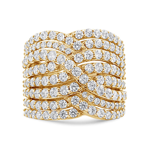 Bids.com 10K Yellow Gold 3.0 Cttw Diamond Eight-Row Bypass Crossover Statement Band Ring (H-I Color, I2-I3 Clarity) - Size 7 Rings White Smoke 7 / Yellow.Gold,8 / Yellow.Gold,6 / Yellow.Gold,9 / Yellow.Gold,5 / Yellow.Gold