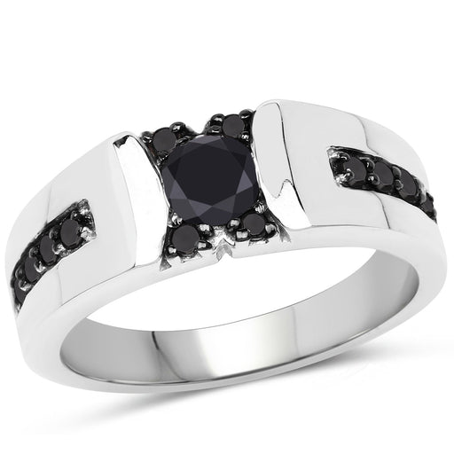 Bids.com 0.83 Carat Genuine Black Diamond .925 Sterling Silver Ring Rings White Smoke size 9.00,size 6.00,size 7.00,size 8.00