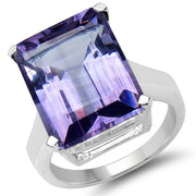 Bids.com 11.47 Carat Genuine Amethyst .925 Sterling Silver Ring Rings White Smoke size 6.00,size 7.00,size 8.00,size 5.00,size 9.00,size 10.00