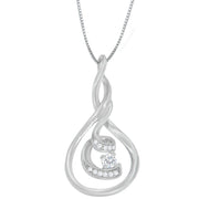 Bids.com Espira 10K White Gold 1/8 cttw Round Cut Diamond Layered Spiral Pendant Necklace (I-J, I1-I2) Necklaces White Smoke White.Gold / 18