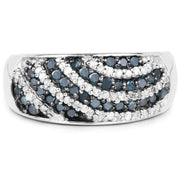 Bids.com 0.62 Carat Genuine Blue Diamond and White Diamond .925 Sterling Silver Ring Rings White Smoke size 6.00,size 7.00,size 8.00,size 9.00