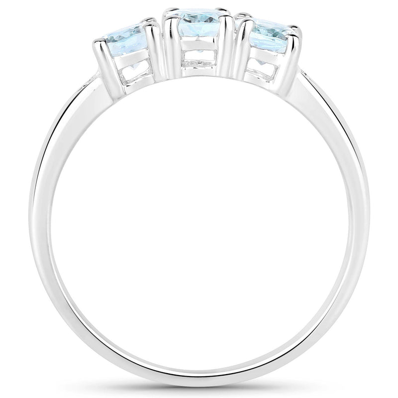 Bids.com 0.95 Carat Genuine Aquamarine and White Diamond .925 Sterling Silver Ring Rings White Smoke size 5.00,size 6.00,size 7.00,size 8.00,size 9.00