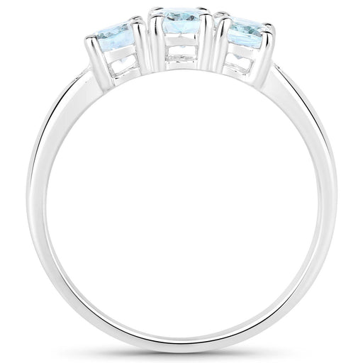 Bids.com 0.95 Carat Genuine Aquamarine and White Diamond .925 Sterling Silver Ring Rings White Smoke size 5.00,size 6.00,size 7.00,size 8.00,size 9.00
