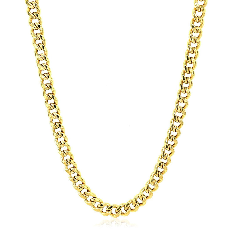 Bids.com 10k Yellow Gold Semi Solid Miami Cuban Chain (4.50 mm) Necklaces White Smoke 18 / Yellow Gold,20 / Yellow Gold,22 / Yellow Gold,24 / Yellow Gold