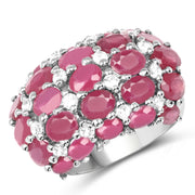 Bids.com 8.54 Carat Glass Filled Ruby and White Topaz .925 Sterling Silver Ring Rings White Smoke size 6.00,size 7.00,size 8.00,size 9.00