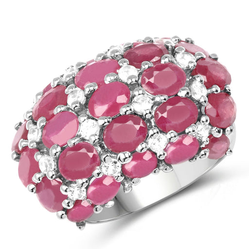 Bids.com 8.54 Carat Glass Filled Ruby and White Topaz .925 Sterling Silver Ring Rings White Smoke size 6.00,size 7.00,size 8.00,size 9.00