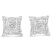Bids.com .925 Sterling Silver Diamond Accented 4-Stone Four Pointed Star Shaped Halo-Style Stud Earrings (H-I Color, I2-I3 Clarity) Earrings White Smoke Rose.Sterling Silver / 0.04,White.Sterling Silver / 0.04